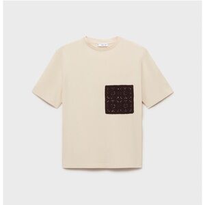 Mango Short Sleeved Tee-Shirt with Crochet Pocket